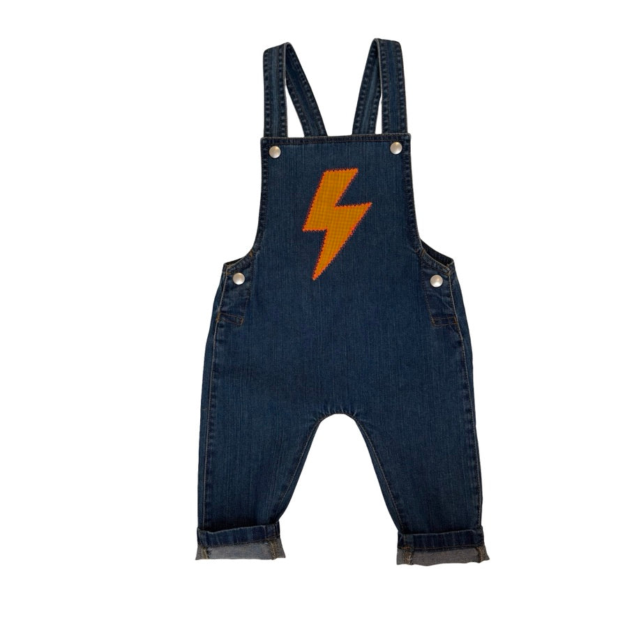 organic denim appliqué dungarees