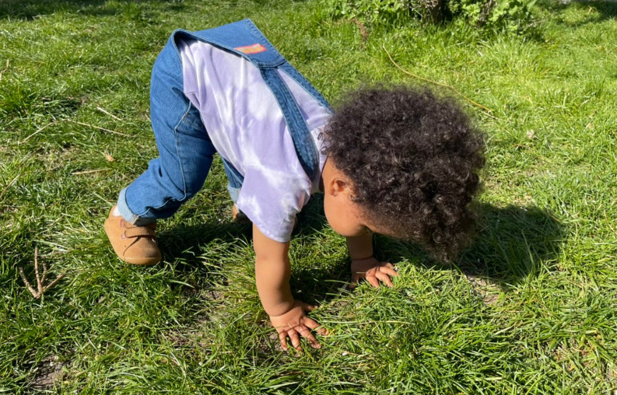 organic denim appliqué dungarees