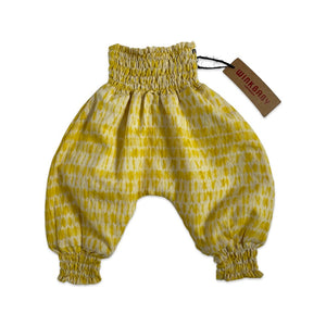 yellow shibori harem trousers
