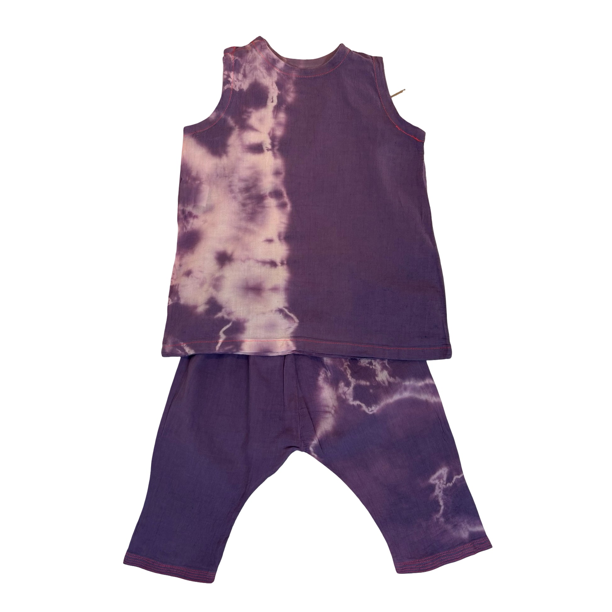 vest trouser suit in tie-dye cotton