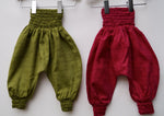 Load image into Gallery viewer, khaki green handloom silk / cotton harem trousers
