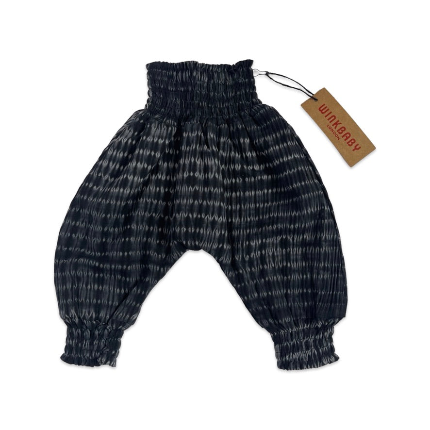 charcoal shibori harem trousers