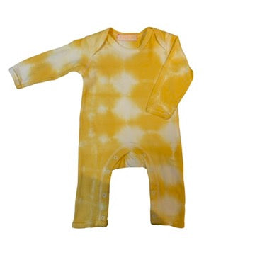 organic tie-dye sleepsuit yellow