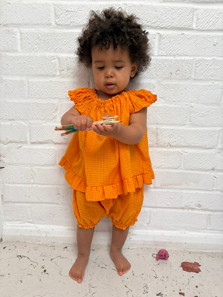 Mango check frill dress and pant set