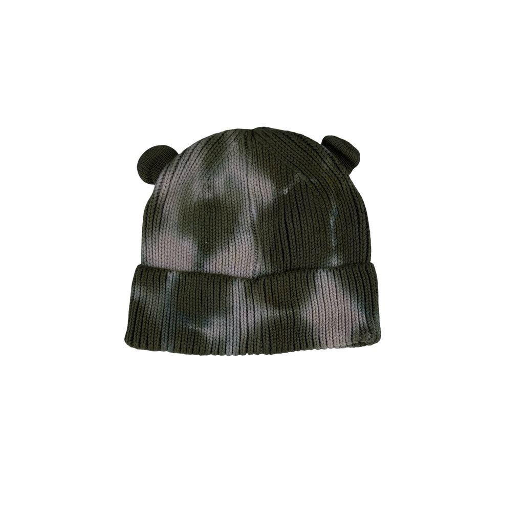 tie-dye thick ribbed baby bear beanie (olive)