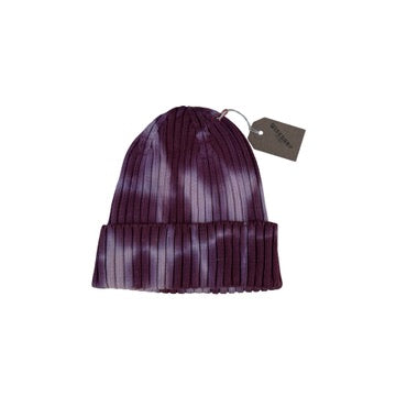 kids' ribbed cotton tie-dye beanie (plum)