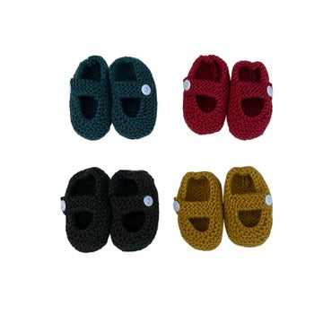 knitted baby shoes teal blue