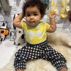 organic short sleeved tie-dye bodysuit