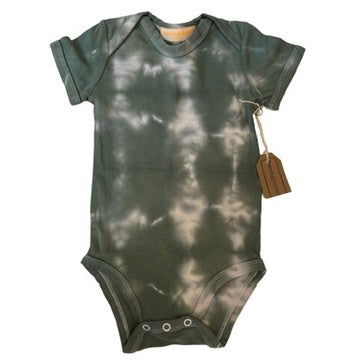 organic short sleeved tie-dye bodysuit