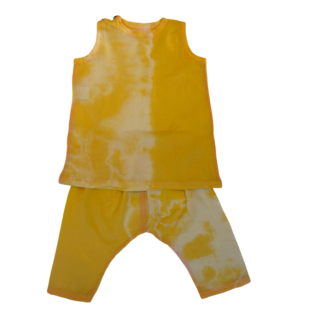 vest trouser suit in tie-dye cotton
