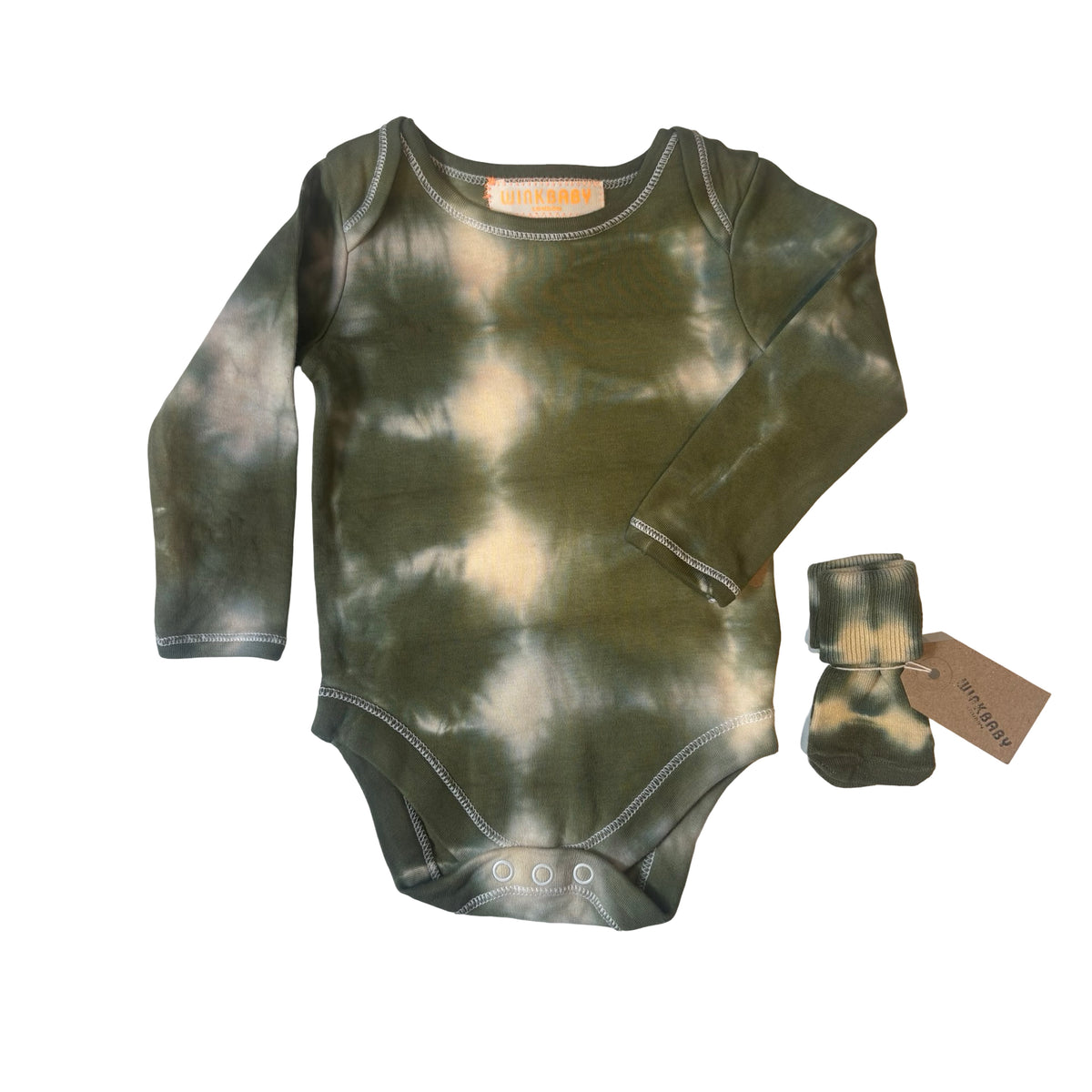 bodysuit and sock combo gift set (olive)