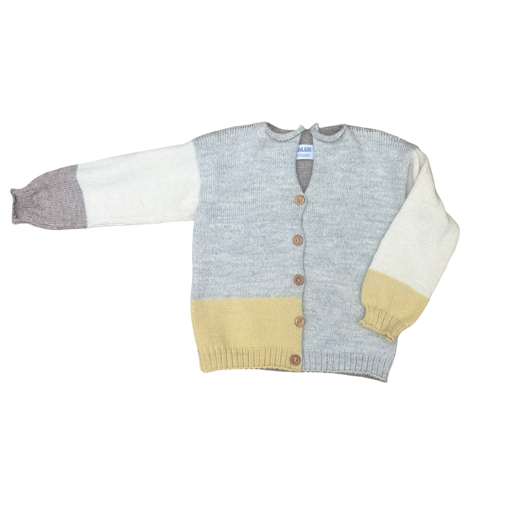 Maluk knitwear colour block kid's cardigan in wool