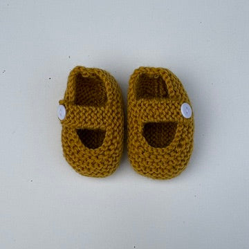 knitted baby shoes teal blue