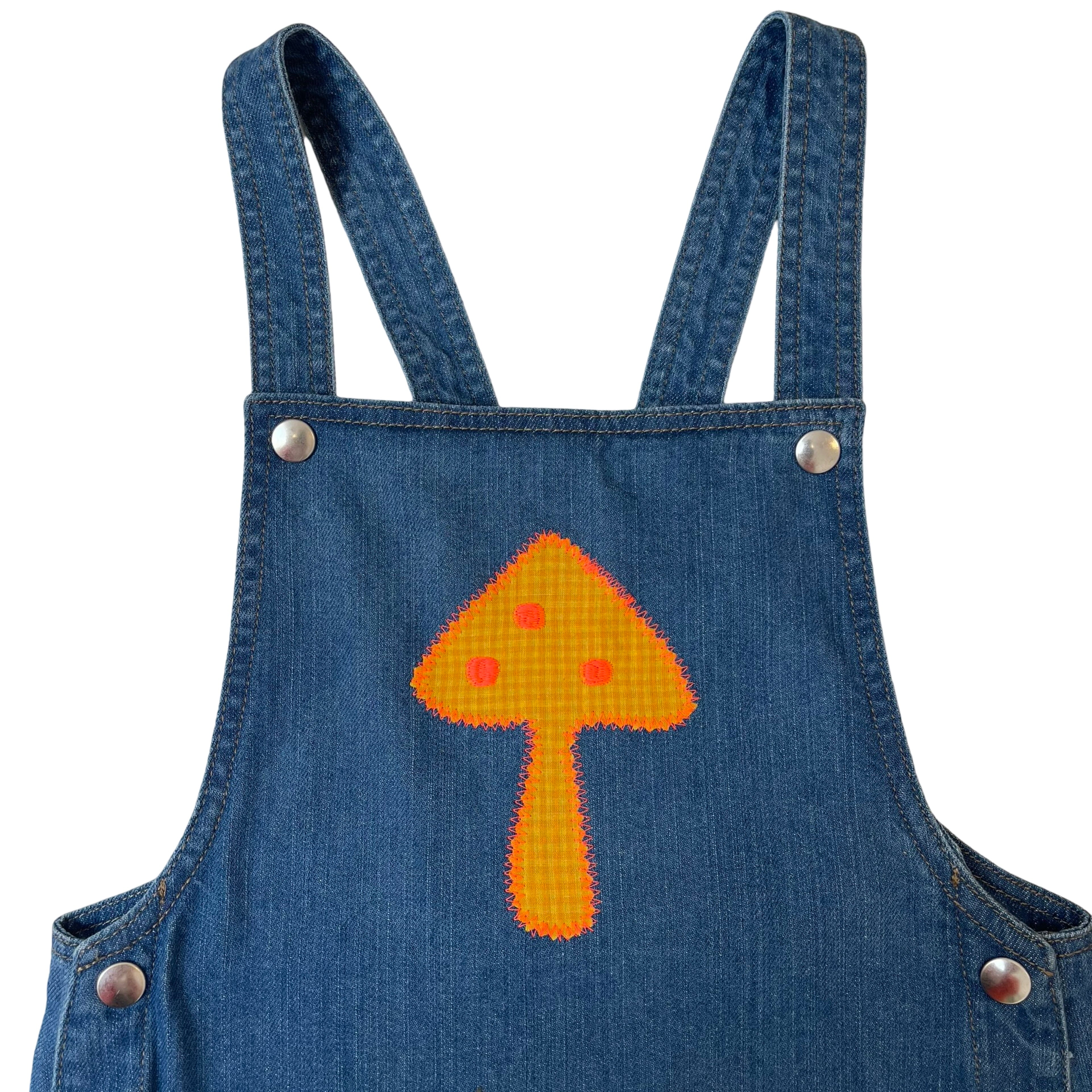 organic denim appliqué dungarees