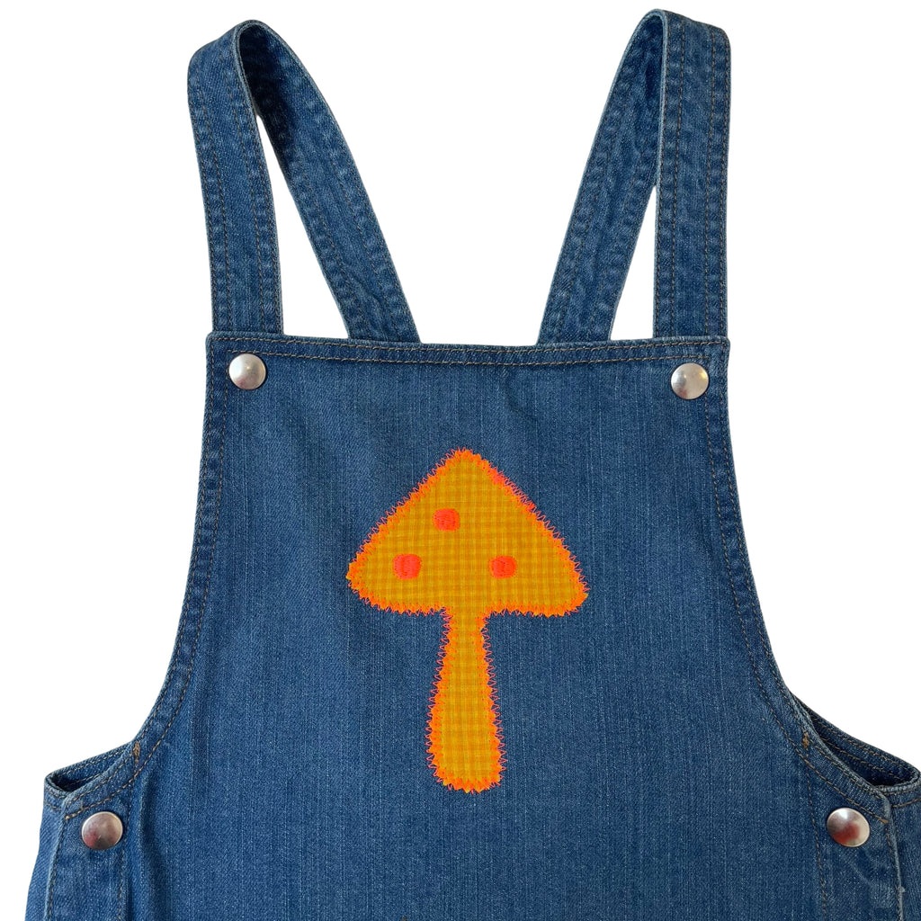 organic denim appliqué dungarees