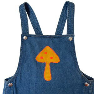 organic denim appliqué dungarees