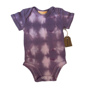 organic short sleeved tie-dye bodysuit