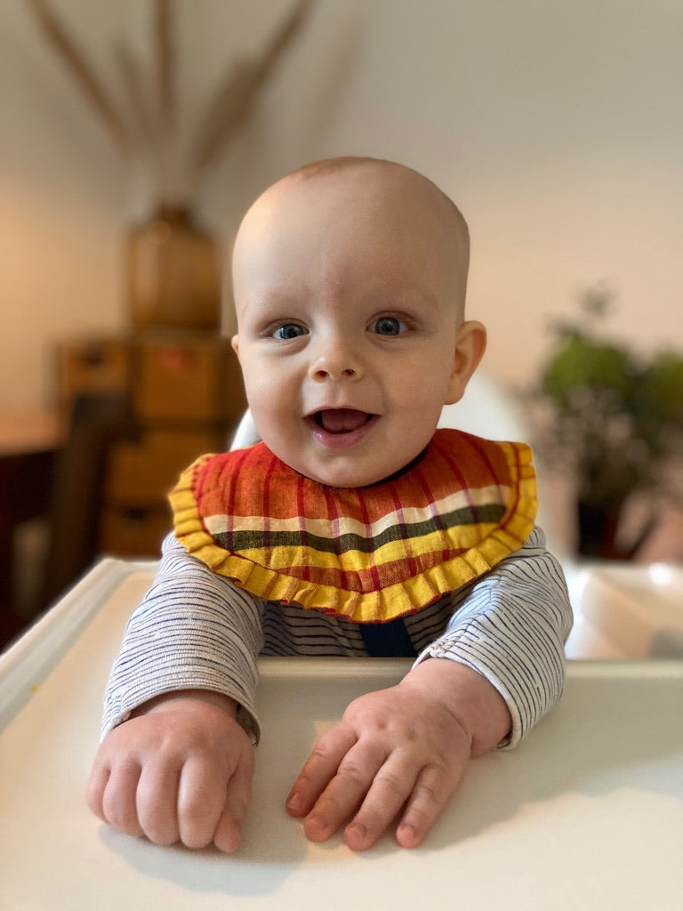 frill check baby bib