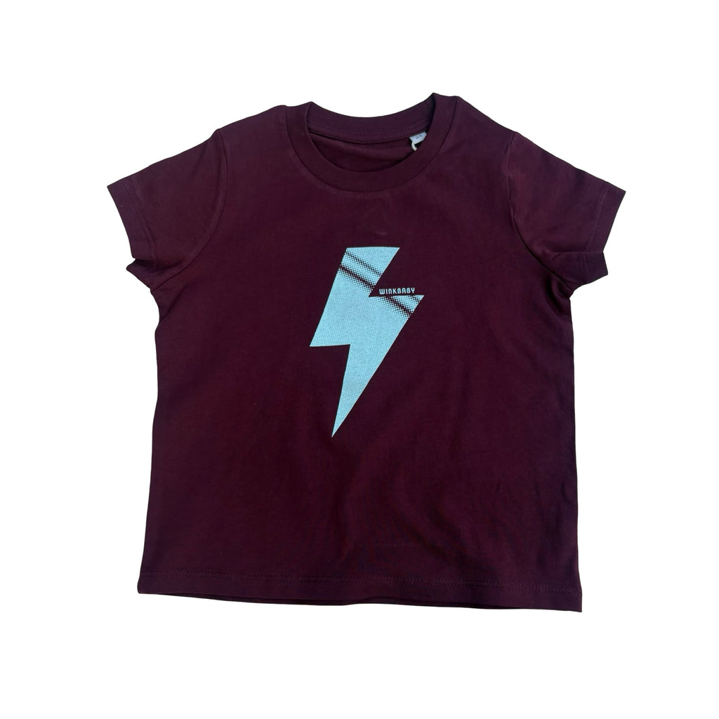 lightening bolt t shirt burgundy