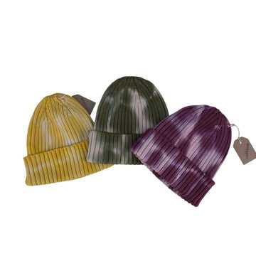 kids' ribbed cotton tie-dye beanie (plum)