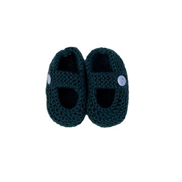 knitted baby shoes teal blue