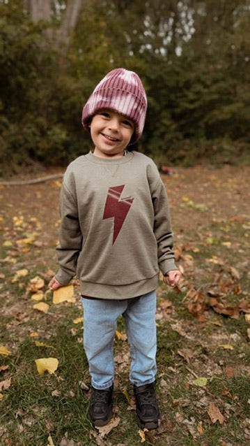 lightening bolt sweatshirt khaki