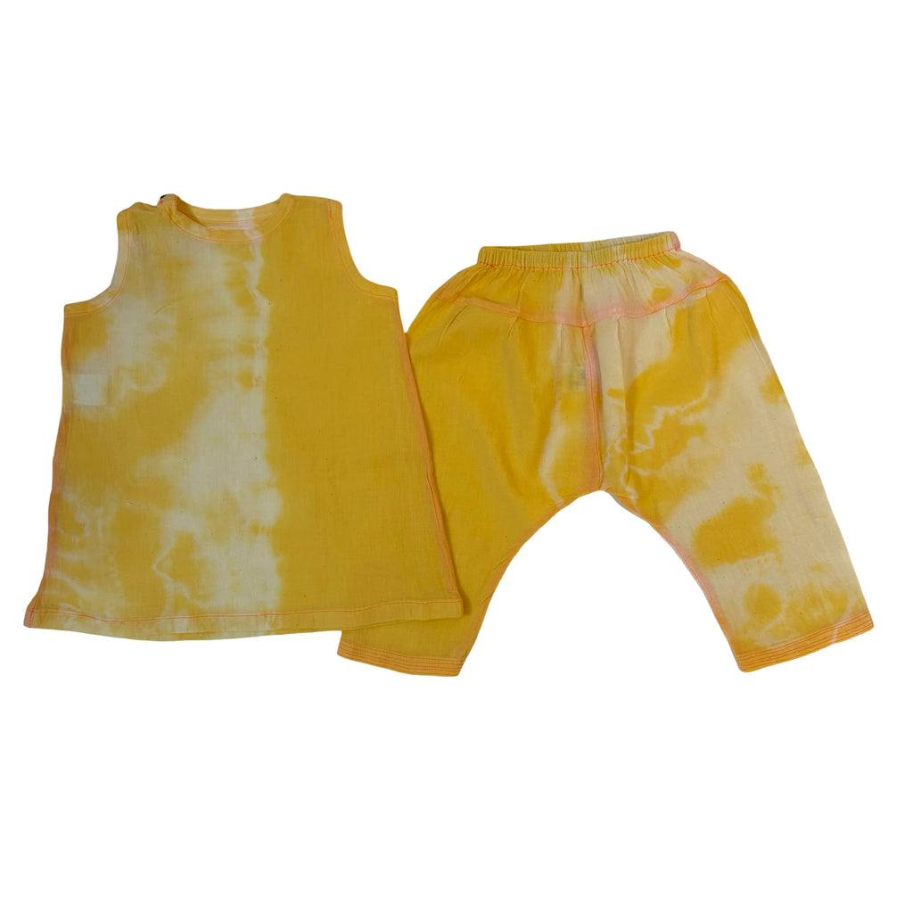 vest trouser suit in tie-dye cotton