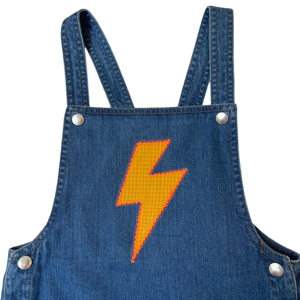organic denim appliqué dungarees