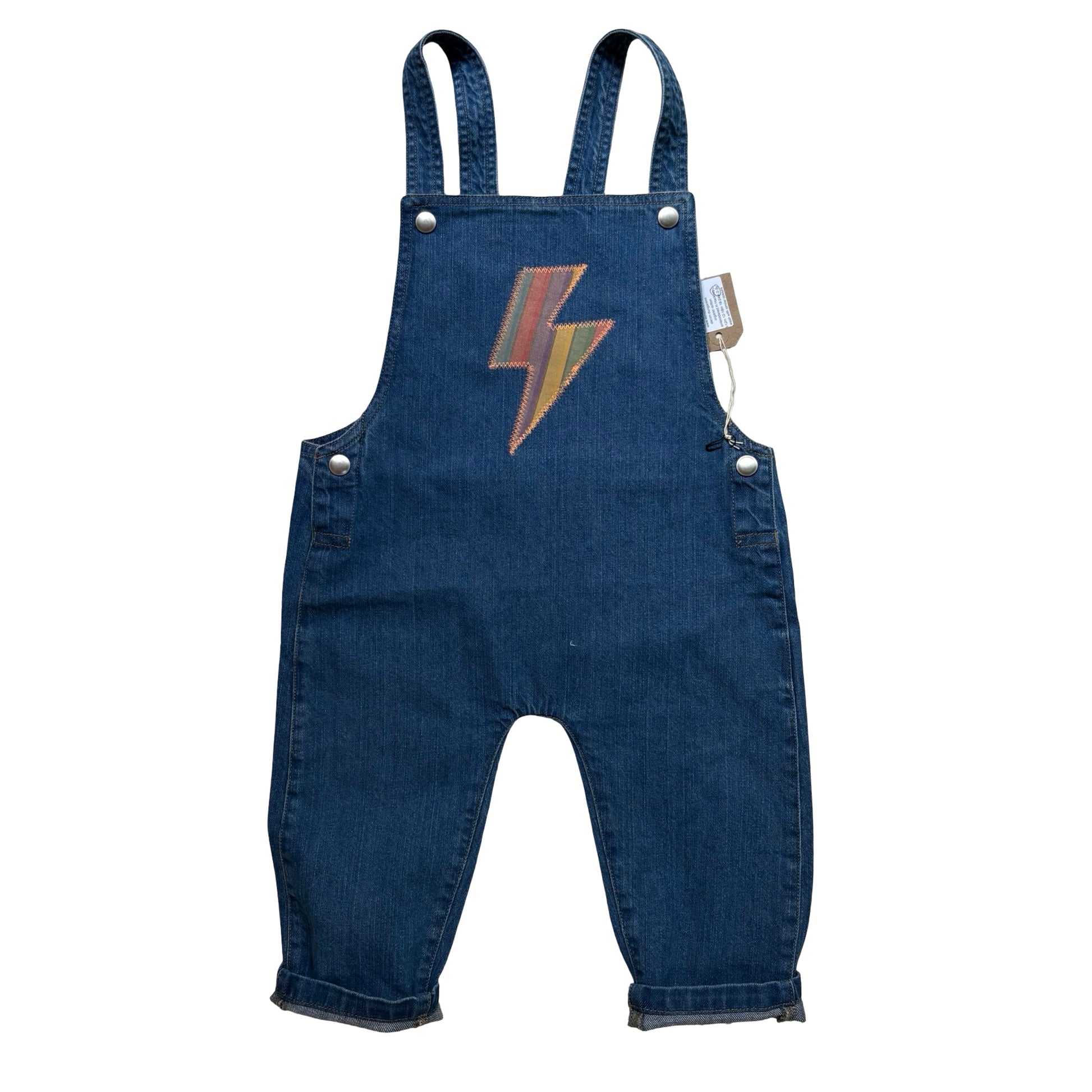 organic denim appliqué dungarees