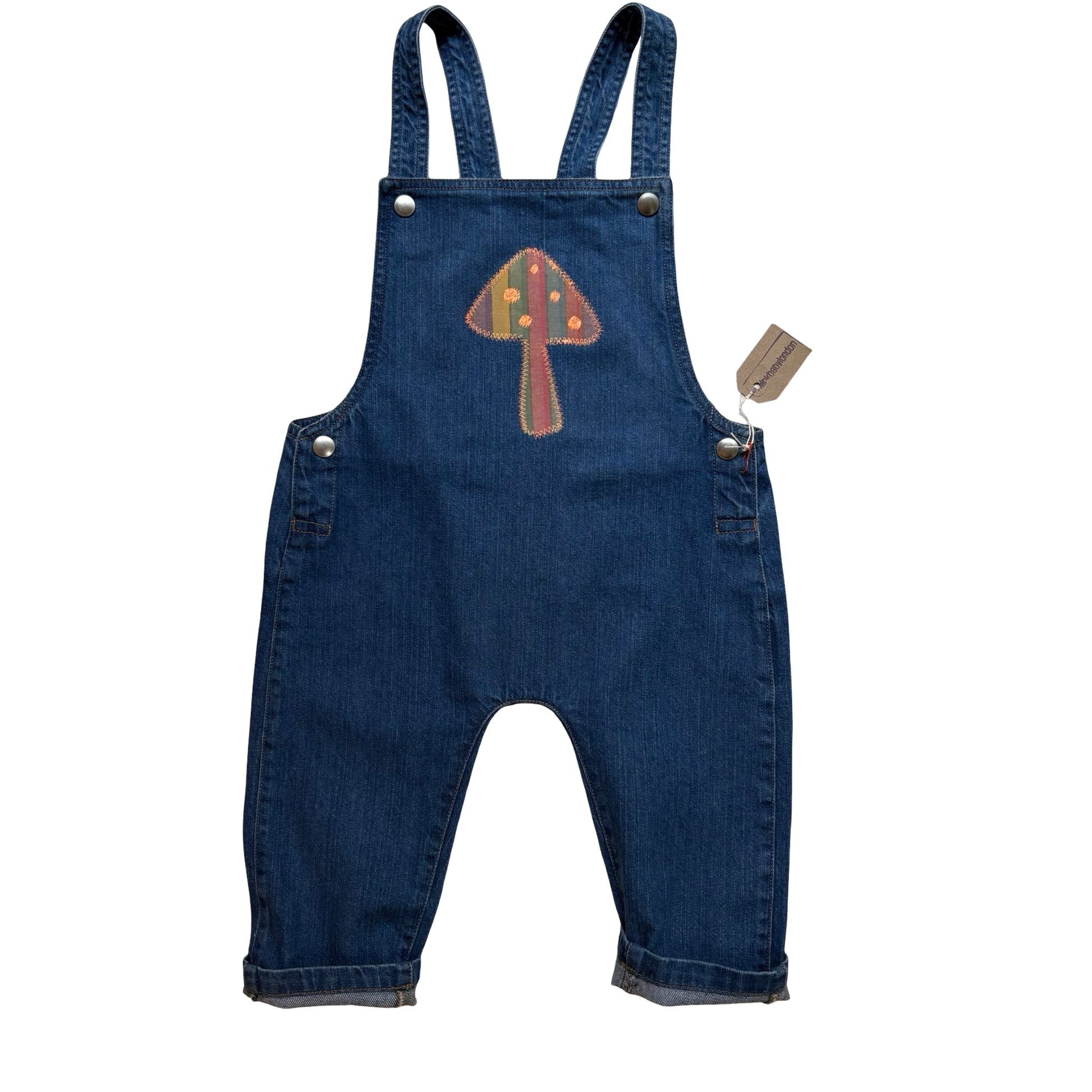organic denim appliqué dungarees