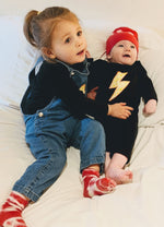 Load image into Gallery viewer, black long sleeve lightning bolt top
