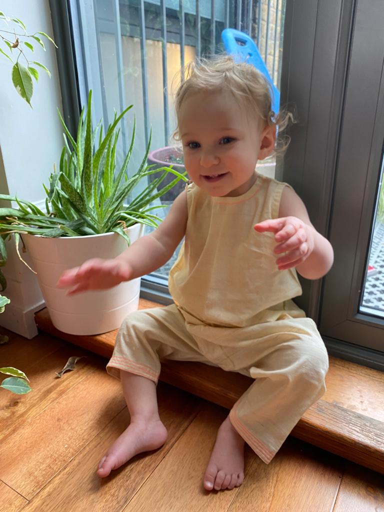 Handloom trouser suit in cotton - undyed