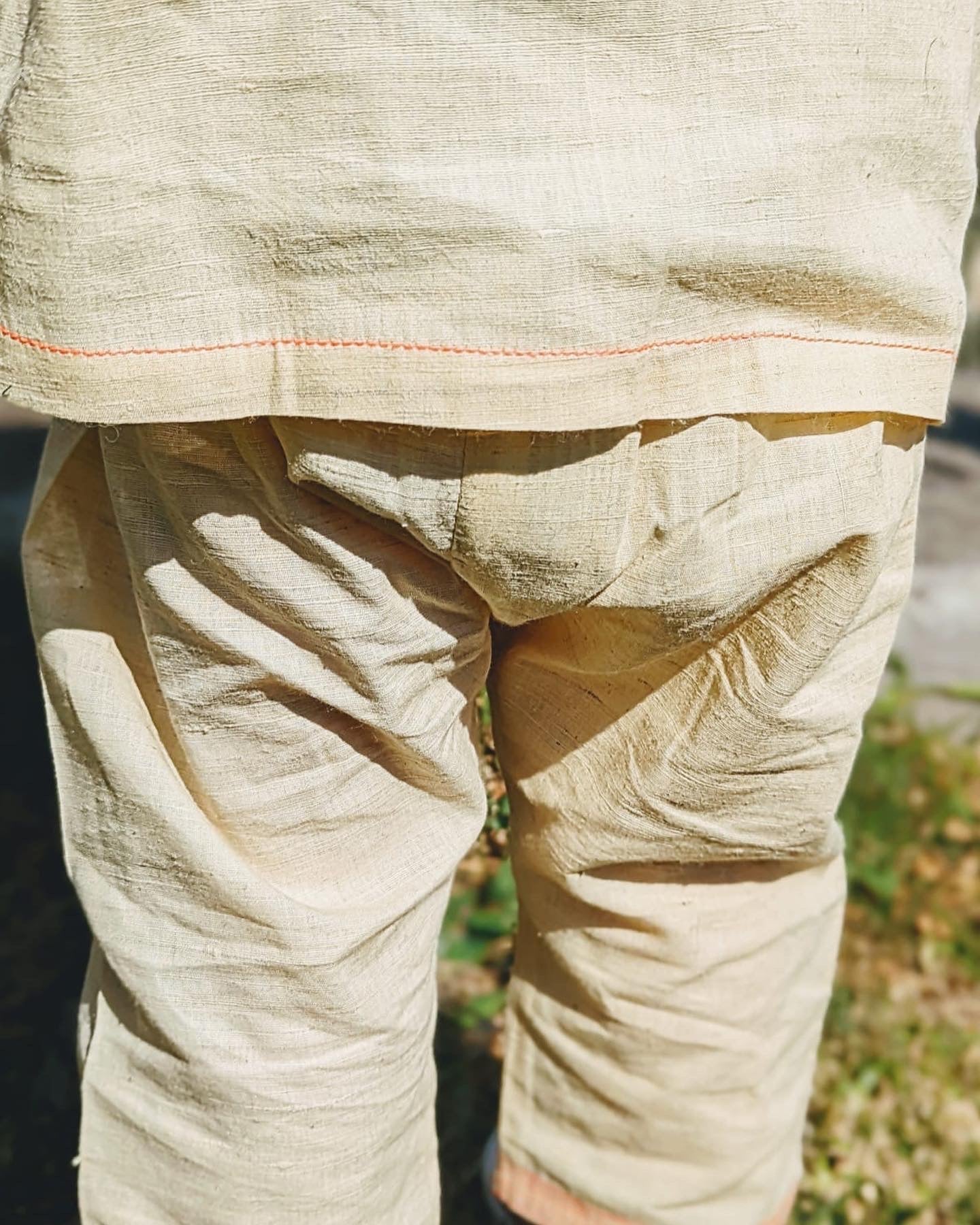 Handloom trouser suit in cotton - undyed