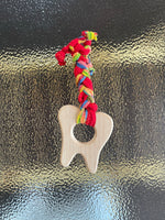 Load image into Gallery viewer, teething toy with plaited fabric fiddley bits

