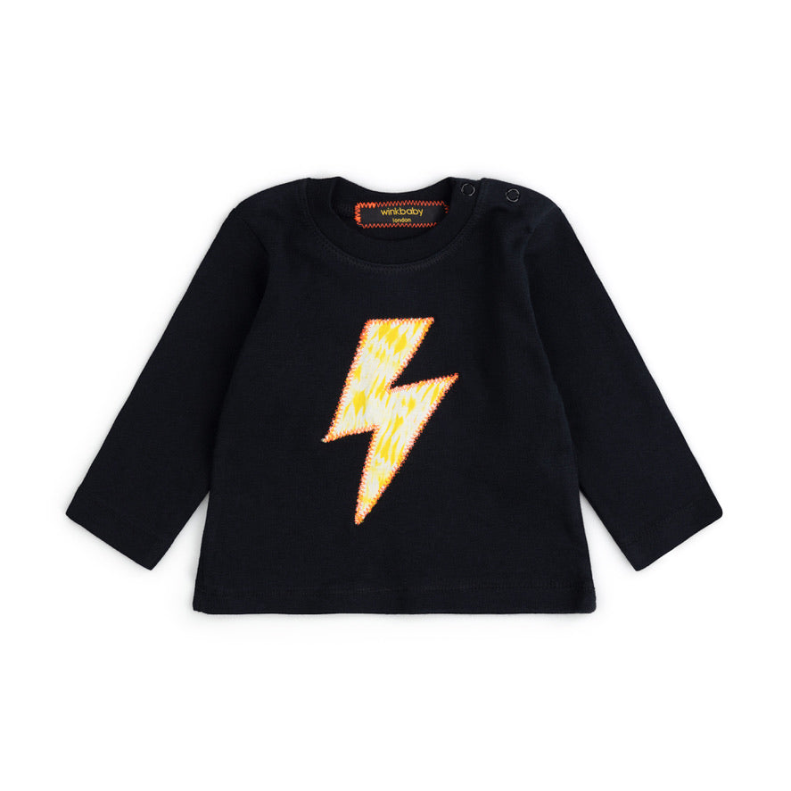 black long sleeve lightning bolt top