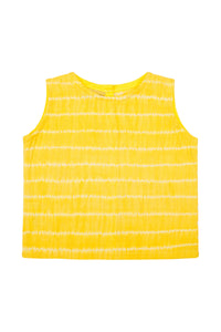 yellow cotton shibori vest with button back