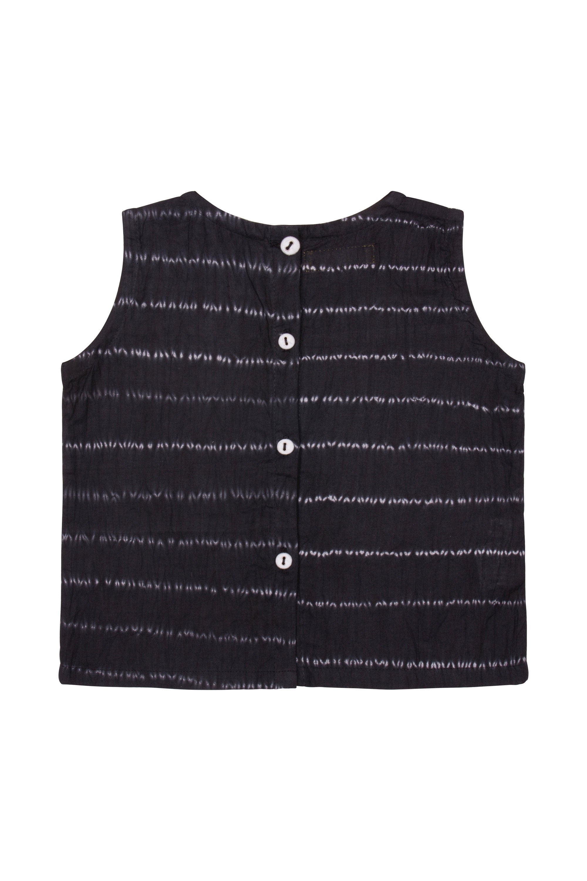 black cotton shibori vest with button back