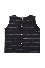 Load image into Gallery viewer, black cotton shibori vest with button back
