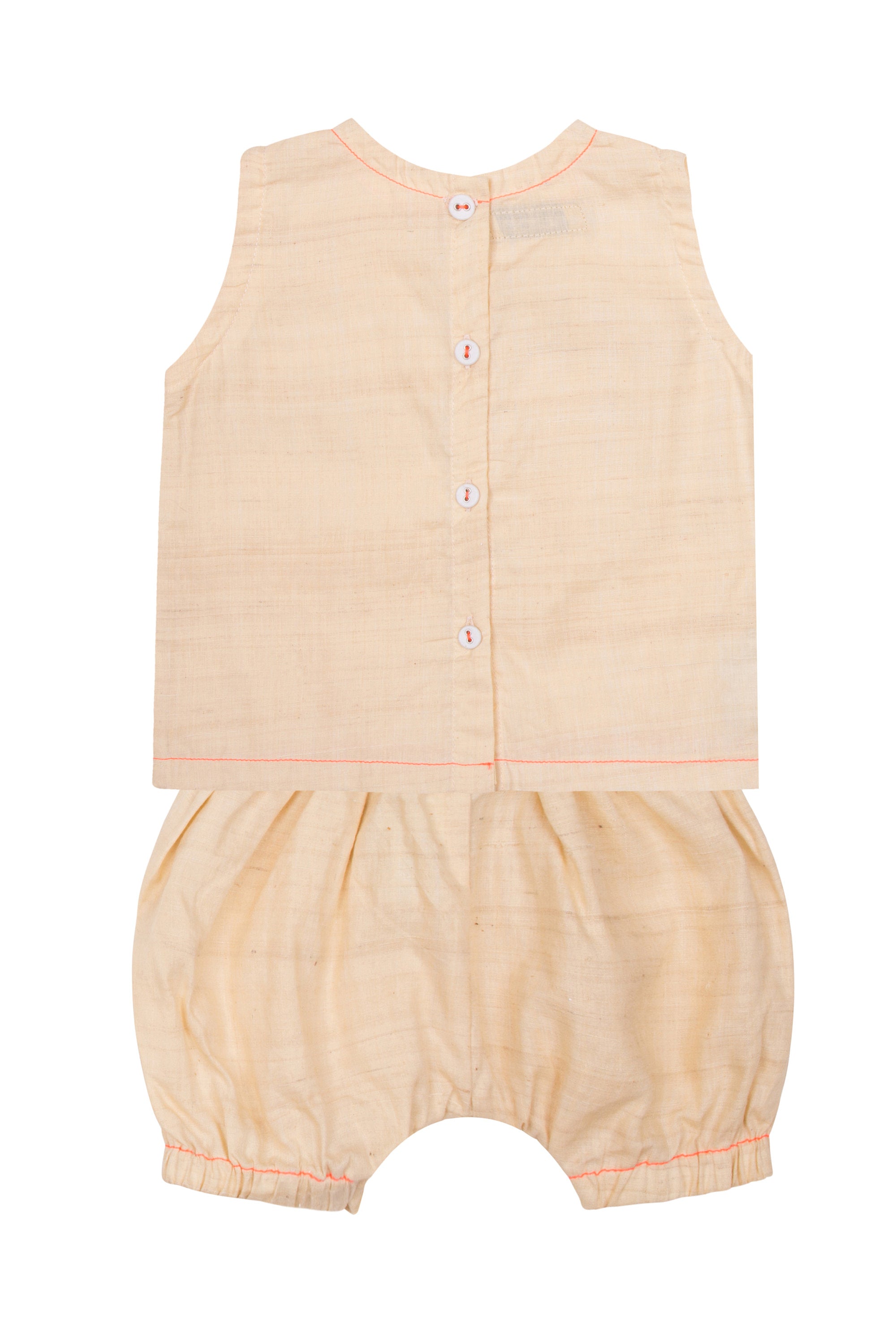 vest and pants set in undyed handloom silk/ cotton