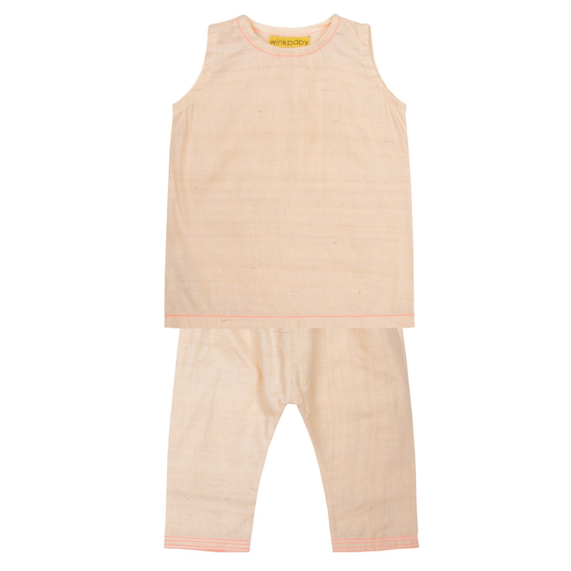 Handloom trouser suit in cotton - undyed