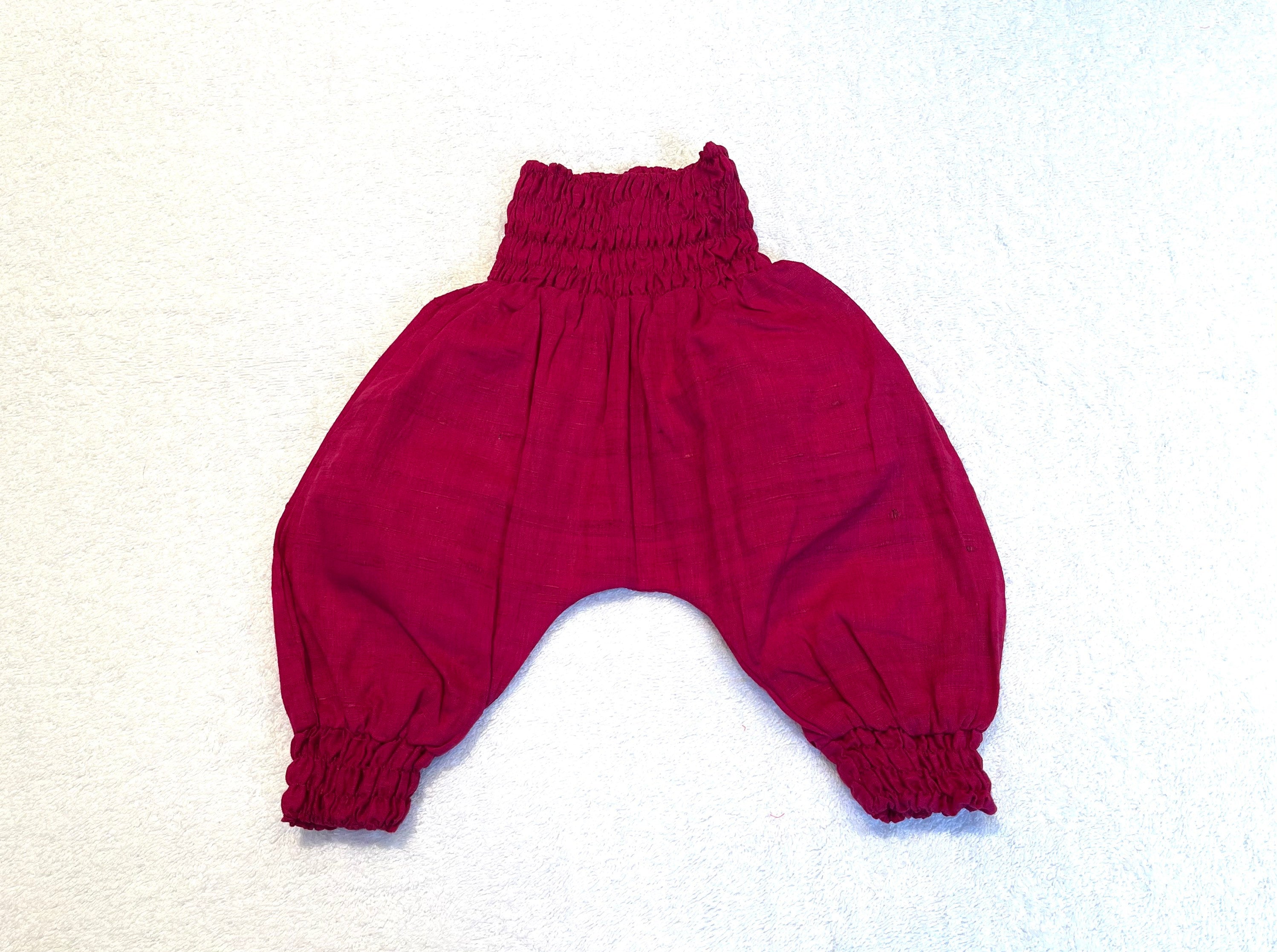 cherry pink handloom silk / cotton harem trousers