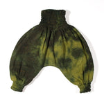 Load image into Gallery viewer, khaki green tie-dye silk / cotton camouflage trousers
