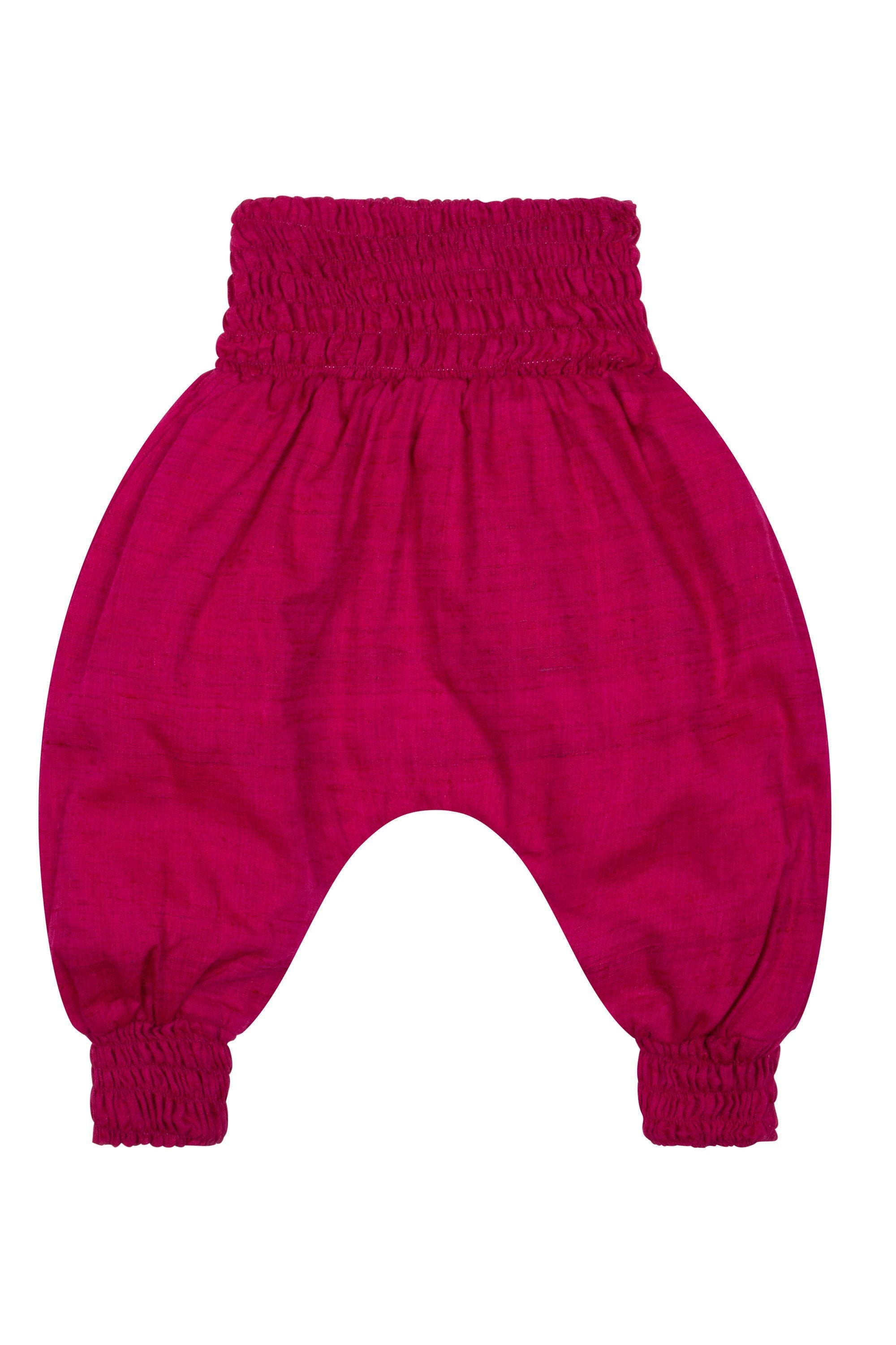 cherry pink handloom silk / cotton harem trousers