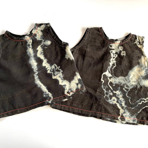 black tie-dye silk / cotton vest and pants