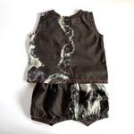 Load image into Gallery viewer, black tie-dye silk / cotton vest and pants
